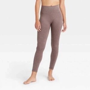 JOYLAB | TARGET HIGH RISE BROWN MINERAL WASH SEAMLESS 7/8 RIBBED LEGGING